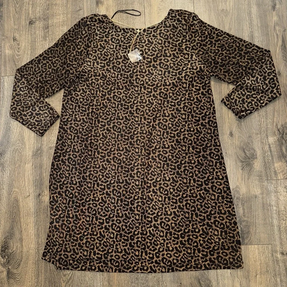 Michael‎ Kors Leopard-Print Cowl-Back Mini Dress Women's 2X Stretch Sexy Party